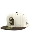 NEW ERA 59FIFTY PINSTRIPE PADRES CHR WH/WALNUT