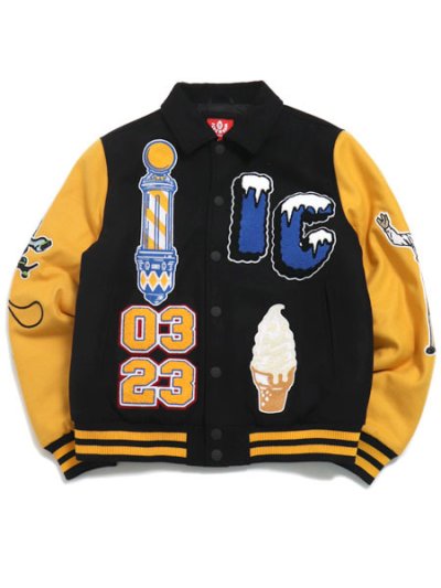 画像1: 【送料無料】ICECREAM DOLLAR SIGN VARSITY JACKET BLACK