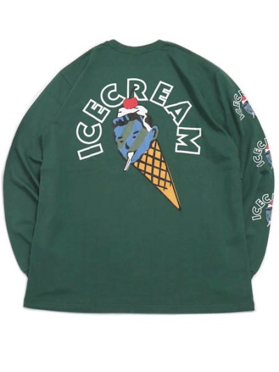 画像1: 【SALE】ICECREAM CONE MAN LS TEE DARK GREEN