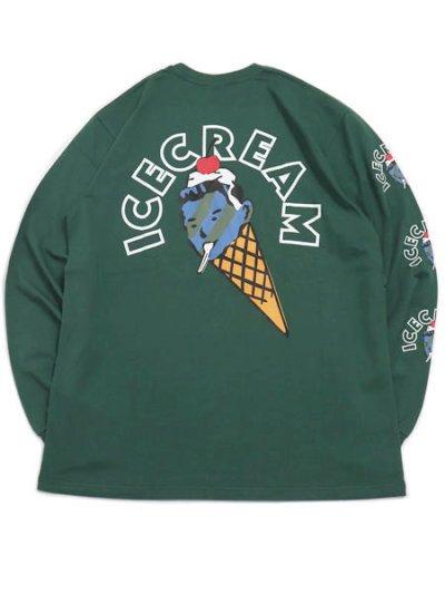 画像1: 【送料無料】ICECREAM CONE MAN LS TEE DARK GREEN