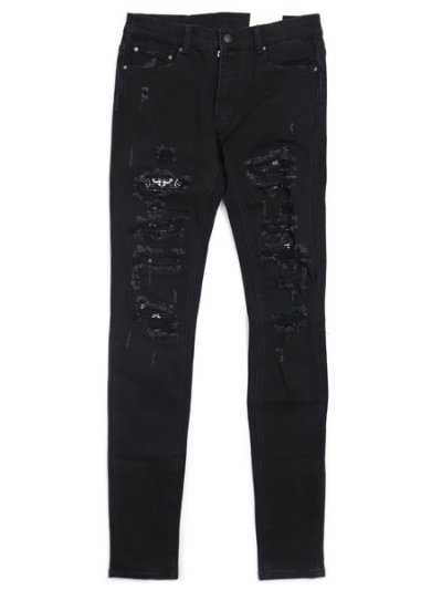 画像1: 【送料無料】mnml X165 PAISLEY STRETCH DENIM BLACK/BLACK