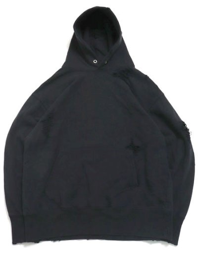 画像1: 【SALE】SUNNY INC WORN-OUT PULL HOODIE BLACK