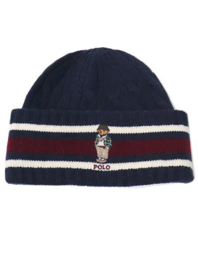 画像1: 【SALE】POLO RALPH LAUREN CRICKET BEAR CABLE KNIT BEANIE