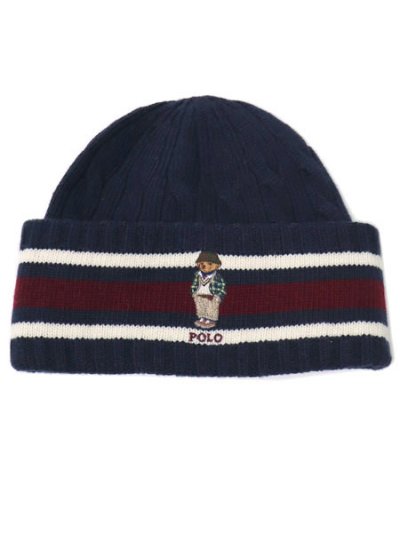 画像1: POLO RALPH LAUREN CRICKET BEAR CABLE KNIT BEANIE