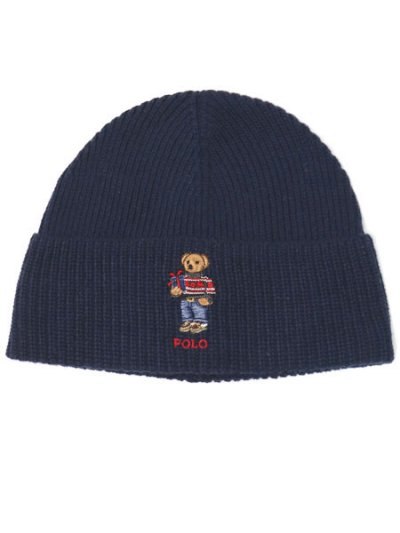 画像1: POLO RALPH LAUREN HOLIDAY BEAR RIB KNIT BEANIE