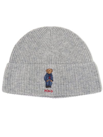 画像1: POLO RALPH LAUREN DENIM BEAR RIB KNIT BEANIE