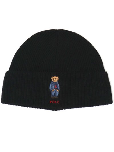 画像1: POLO RALPH LAUREN DENIM BEAR RIB KNIT BEANIE