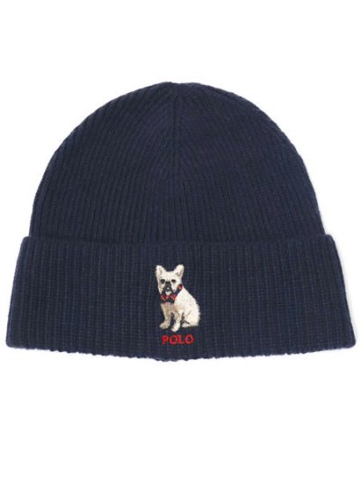 画像1: POLO RALPH LAUREN FRENCHIE EMBROIDERED RIB KNIT BEANIE