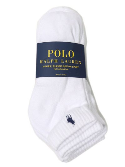 画像1: POLO RALPH LAUREN CLASSIC SPORT QUATER 6PK SOCKS WHITE