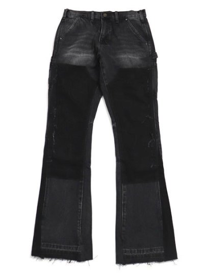 画像1: 【送料無料】mnml B118 FLARE WORK DENIM BLACK