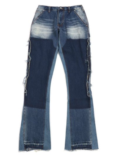 画像1: 【送料無料】mnml B118 FLARE WORK DENIM BLUE