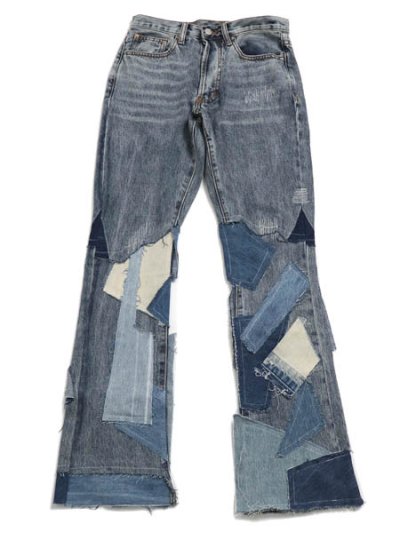 画像1: 【送料無料】mnml B424 PATCH FLARE DENIM BLUE