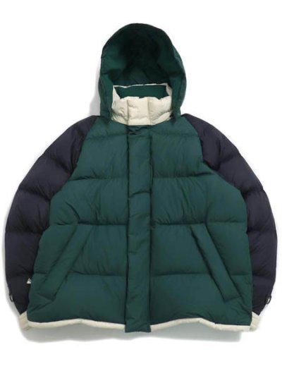 画像1: 【送料無料】FIRST DOWN HOOD DETACHABLE DOWN JKT MICROFT GREEN