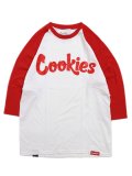 【SALE】COOKIES CLOTHING COOKIES LOGO 3/4 RAGLAN TEE WHITE/RED