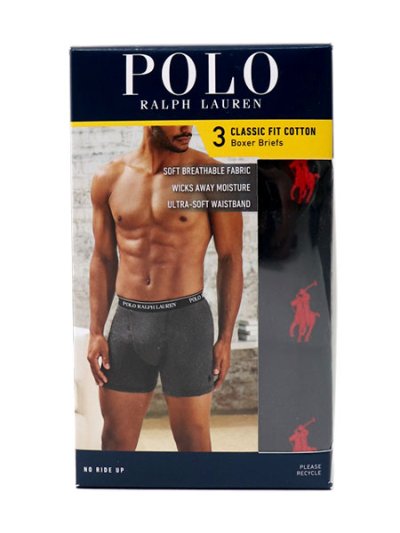 画像1: POLO RALPH LAUREN BOXER BRIEF 3P POLO BLACK