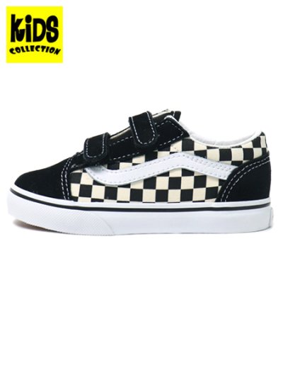 画像1: 【KIDS】VANS TODDLER OLD SKOOL V PRIMARY CHECK BLK/WH