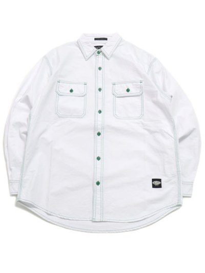 画像1: 【SALE】MANASTASH POINT COL WORK SHIRTS WHITE