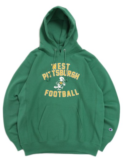 画像1: 【送料無料】CHAMPION RW 10oz FT HOODED SWEAT GRAPHIC-MD GREEN