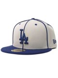 NEW ERA 59FIFTY PIPING DODGERS STONE/DK ROYAL