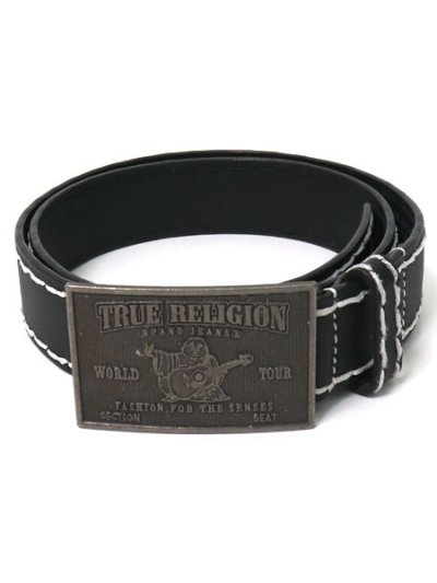 画像1: 【送料無料】TRUE RELIGION BIG T STITCH BELT BLACK