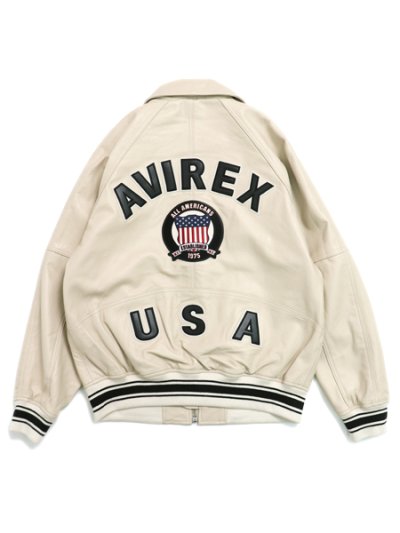 画像1: 【送料無料】AVIREX LIGHT SIGNATURE VARSITY JACKET ECRU