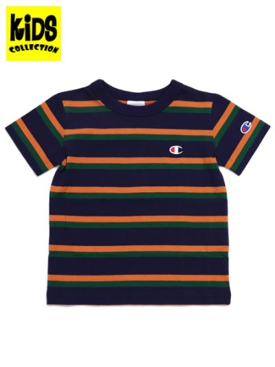 画像1: 【KIDS】CHAMPION KIDS US COTTON BORDER S/S TEE-NAVY