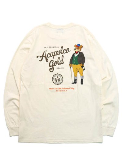 画像1: ACAPULCO GOLD 6.5oz RELAXED PARTY BEAR LS TEE ECRU