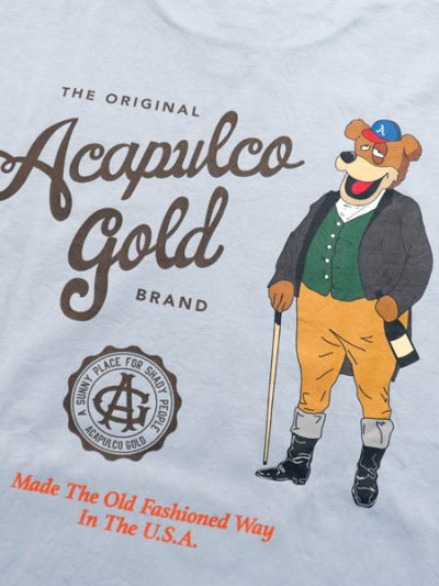 画像4: 【SALE】ACAPULCO GOLD 6.5oz RELAXED PARTY BEAR LS TEE STONE BL