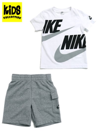 画像1: 【KIDS】NIKE KIDS NSW HBR CARGO SHORT SET-CARBON HTR