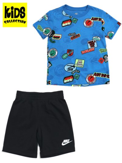 画像1: 【KIDS】NIKE KIDS NSW AOP FT SHORT SET-BLACK