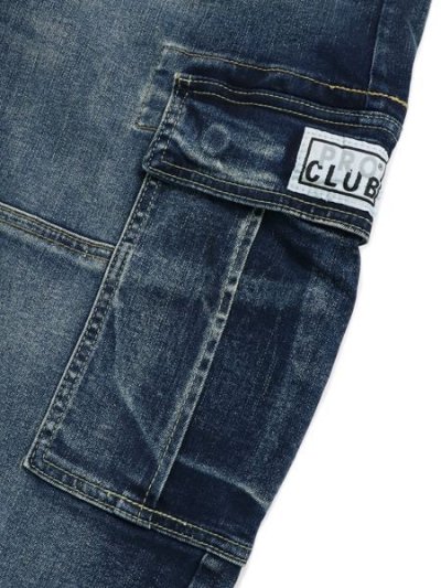 画像7: 【送料無料】PRO CLUB HW BAGGY FIT DENIM CARGO PANT DK STW
