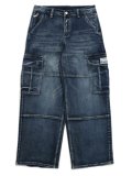 【送料無料】PRO CLUB HW BAGGY FIT DENIM CARGO PANT DK STW