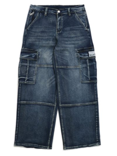 画像1: 【送料無料】PRO CLUB HW BAGGY FIT DENIM CARGO PANT DK STW