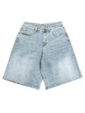 【送料無料】PRO CLUB HW BAGGY FIT DENIM SHORT LT STONEWASH