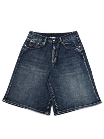 画像1: 【送料無料】PRO CLUB HW BAGGY FIT DENIM SHORT DK STONEWASH