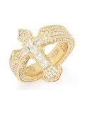 【送料無料】KING ICE FLEUR DE LIS CROSS GOLD VERMEIL RING