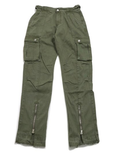 画像1: 【SALE】【送料無料】mnml FRONT ZIP FLARE CARGO PANTS OLIVE