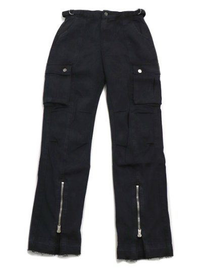 画像1: 【SALE】【送料無料】mnml FRONT ZIP FLARE CARGO PANTS BLACK