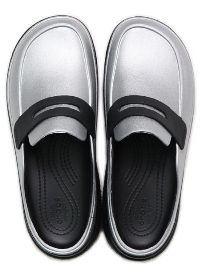 画像4: 【SALE】crocs STOMP METALLIC LOAFER SILVER/BLACK