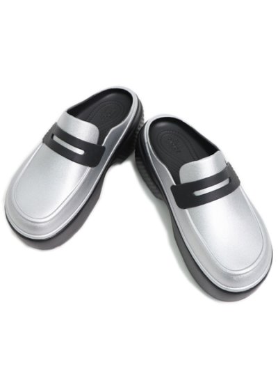 画像3: 【SALE】crocs STOMP METALLIC LOAFER SILVER/BLACK