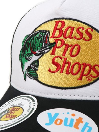 画像6: 【KIDS】BASS PRO SHOPS YOUTH EMB LOGO MESH TRUCKER CAP BLACK/WH