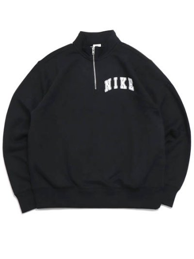 画像1: 【SALE】NIKE CLUB BB ARCH HALF ZIP LS TOP-BLACK/WHITE