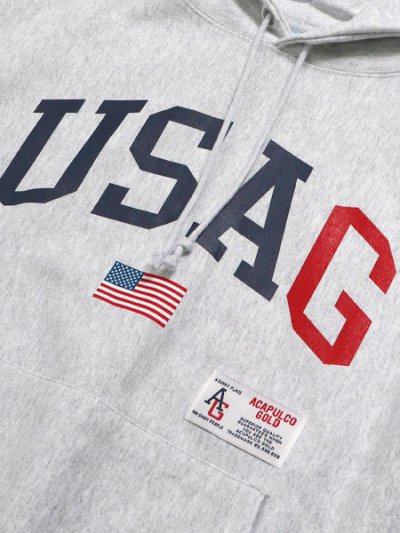 画像3: 【SALE】【送料無料】ACAPULCO GOLD USAG HOODED SWEATSHIRT SILVER GREY