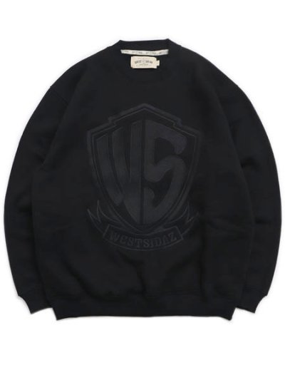 画像1: 【送料無料】WEST WEAR WS EMBROIDERY LOGO CREWNECK BLK/BLK