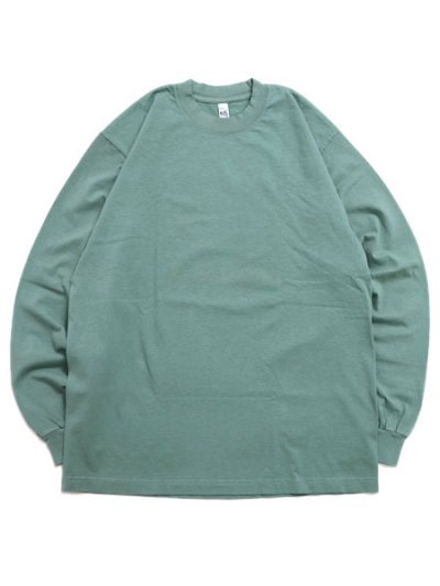 画像1: LOS ANGELES APPAREL 6.5oz GARMENT DYED CREW L/S TEE-ATLC GRN