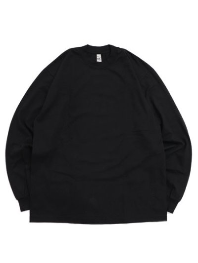 画像1: LOS ANGELES APPAREL 6.5oz GARMENT DYED CREW L/S TEE-BLACK