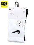 【KIDS】NIKE CHILD NIKE BACIS PACK CREW 3PK-WH/DGY/BK