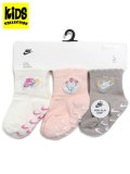 【KIDS】NIKE BABY 3PK GIRLS FLORAL SOCK-SAIL