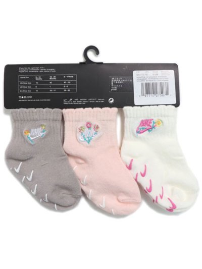 画像2: 【KIDS】NIKE BABY 3PK GIRLS FLORAL SOCK-SAIL