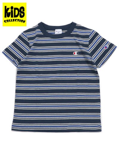 画像1: 【KIDS】CHAMPION KIDS BORDER S/S TEE-DARK NAVY